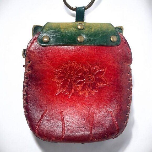 Vintage Leather Cat Coin Purse Wristlet • Hand-Painted • Whimsical Kitty Bag - Picture 7 of 9